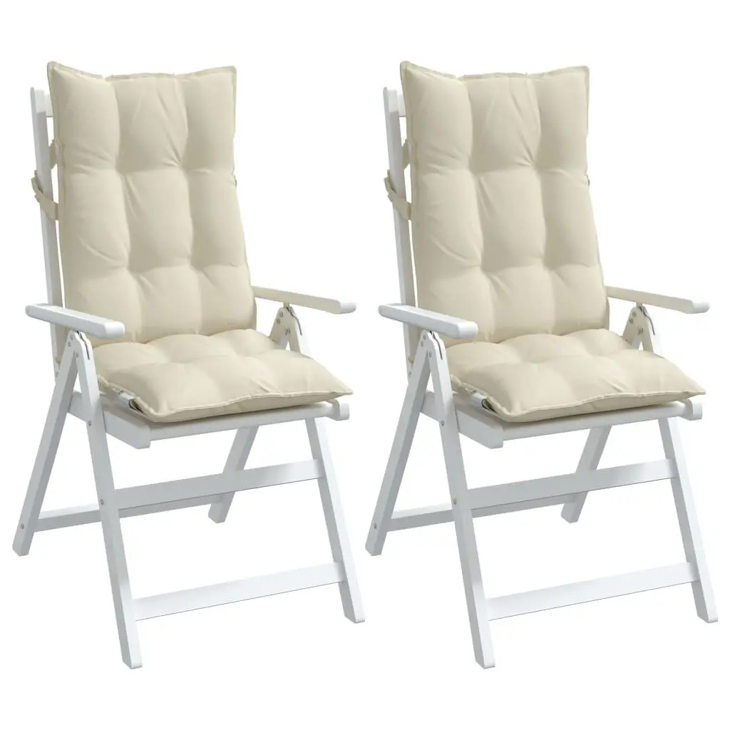 Highback Chair Cushions Cream 2 pcs Oxford Fabric Water-Resistant