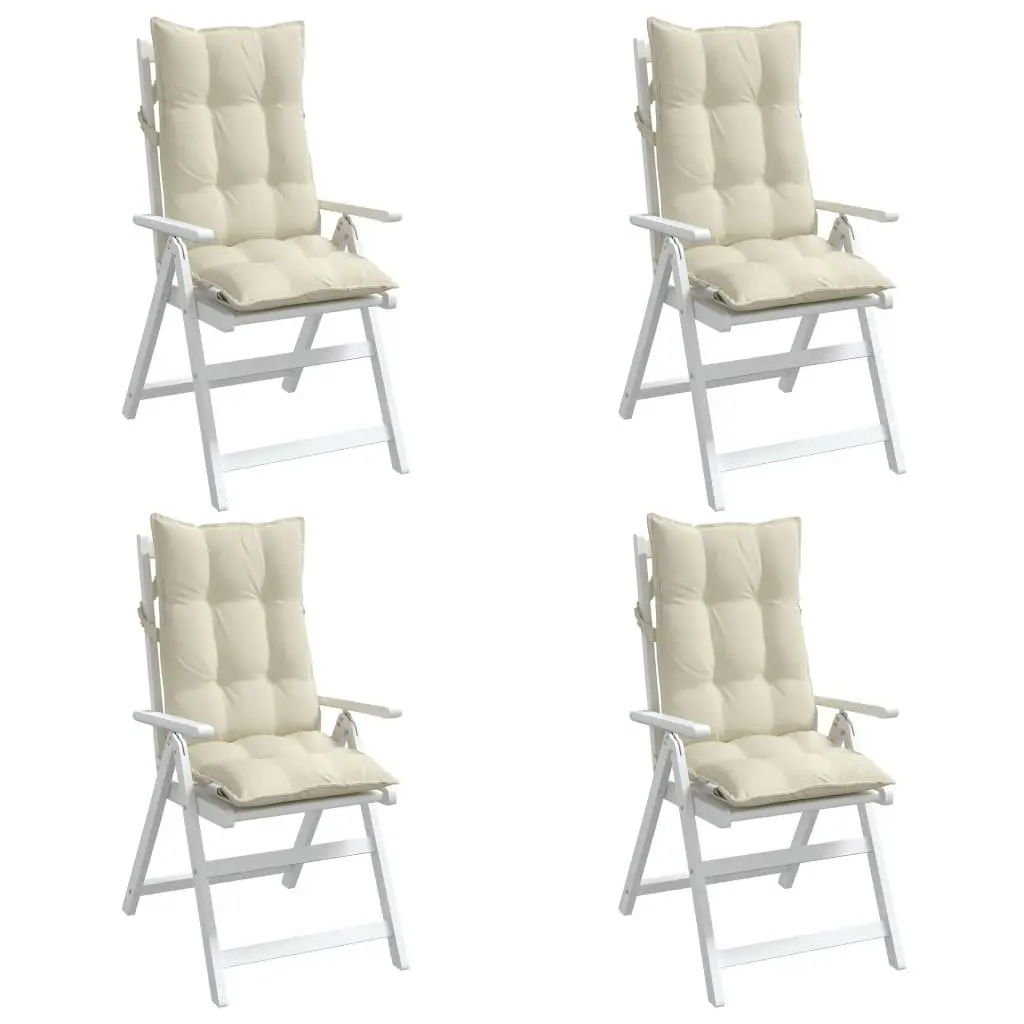 Highback Chair Cushions Cream 4 Piece Durable Oxford Fabric Soft Filling Outdoor Indoor Seating Pad