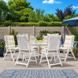 Highback Chair Cushions Cream Set of 6 for Seating
