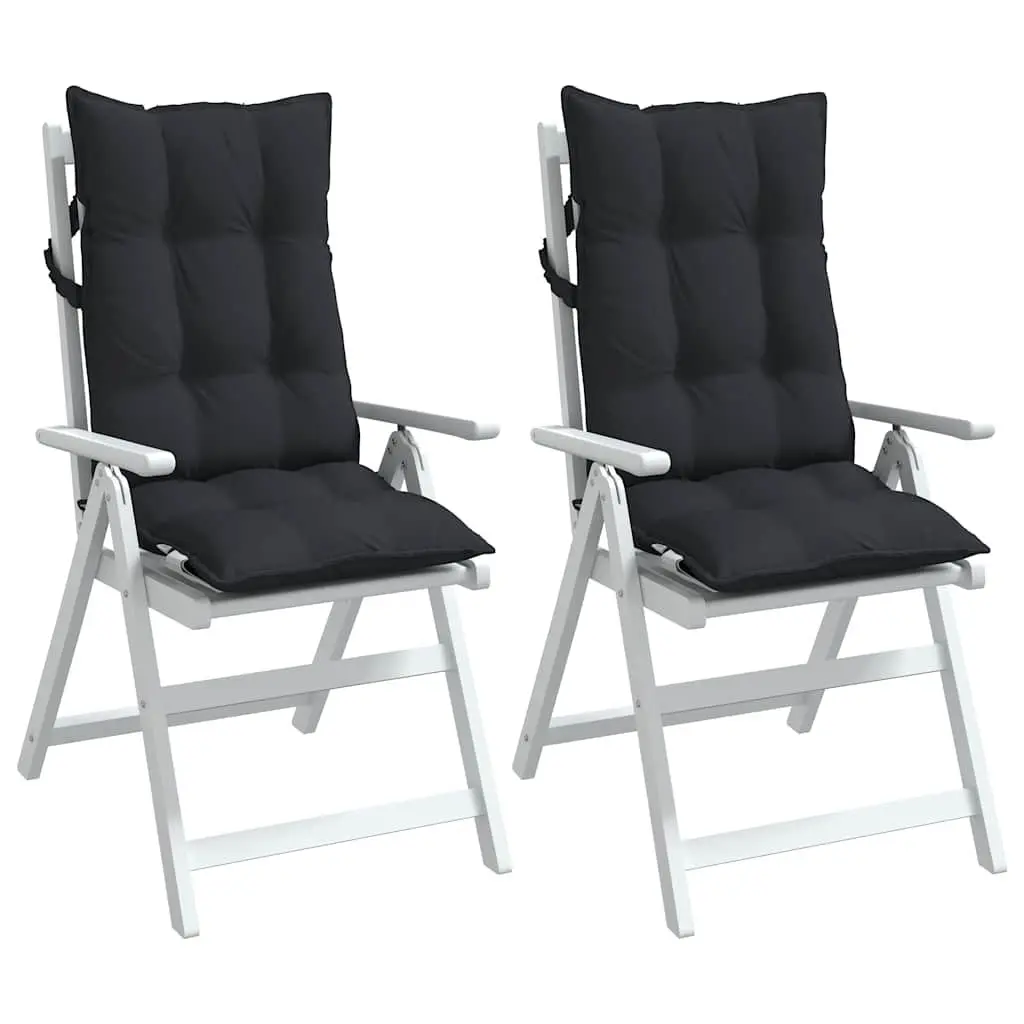 Highback Chair Cushions Black Oxford Fabric 2 Piece Outdoor Garden Patio Seat Pad
