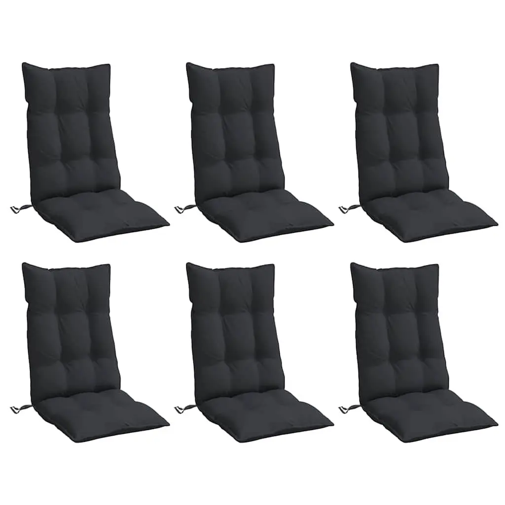 Highback Chair Cushions Black 6 Piece Oxford Fabric Outdoor Garden Patio Seat