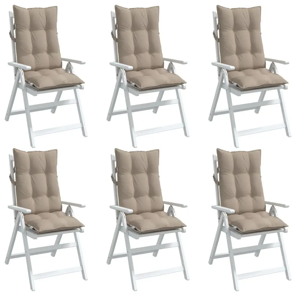 Highback Chair Cushions Taupe Oxford Fabric 6 Piece Outdoor Garden Patio Seat Pad