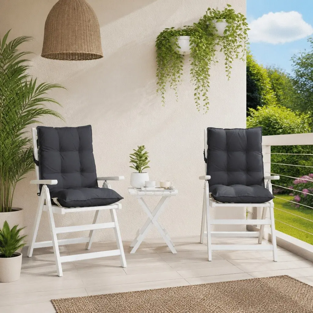 Lowback Chair Cushions Anthracite 2 pcs Oxford Fabric Outdoor Garden Patio Seat