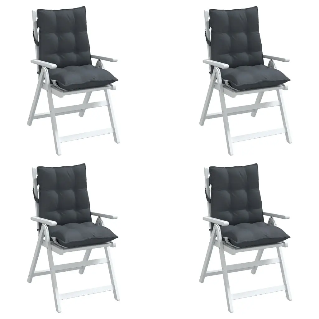 Low Back Chair Cushions Anthracite 50 x 100 cm Durable Oxford Fabric Outdoor Indoor Seating 4 Piece Set