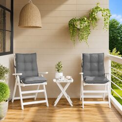 Lowback Chair Cushions 2 Pieces Grey Oxford Fabric Outdoor Garden Patio Seat Pad