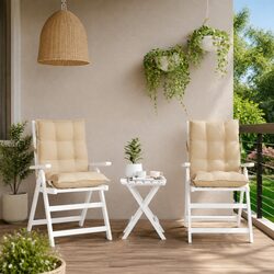 Lowback Chair Cushions 2 Pieces Beige Oxford Fabric Garden Patio Outdoor