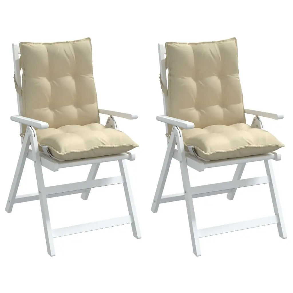 Lowback Chair Cushions 2 Pieces Beige Oxford Fabric Garden Patio Outdoor