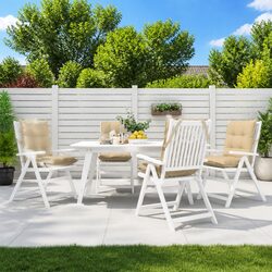 Lowback Chair Cushions 4 pcs Beige Oxford Fabric Outdoor Garden Patio Seat Pad