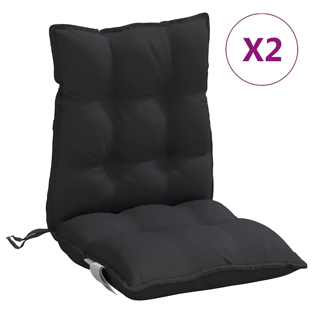 Lowback Chair Cushions 2 pcs Black Oxford Fabric Garden Patio Outdoor Seat Pad