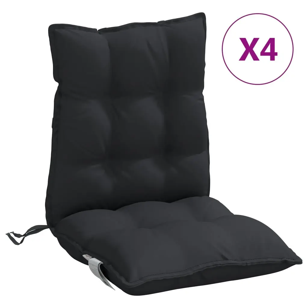 Lowback Chair Cushions Black 4 Pieces Oxford Fabric Outdoor Garden Patio Seat