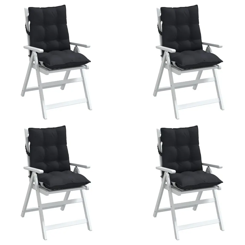 Lowback Chair Cushions Black 4 Pieces Oxford Fabric Outdoor Garden Patio Seat