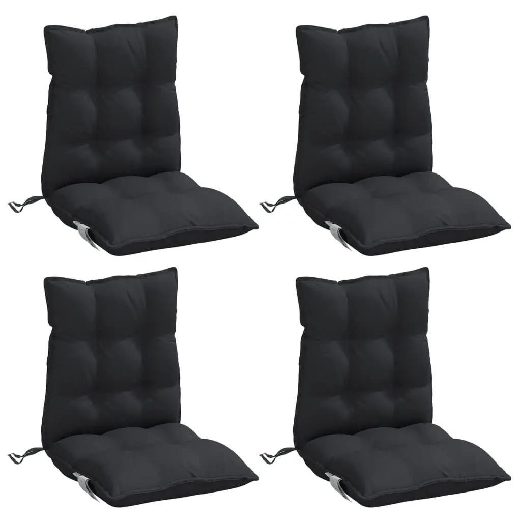 Lowback Chair Cushions Black 4 Pieces Oxford Fabric Outdoor Garden Patio Seat