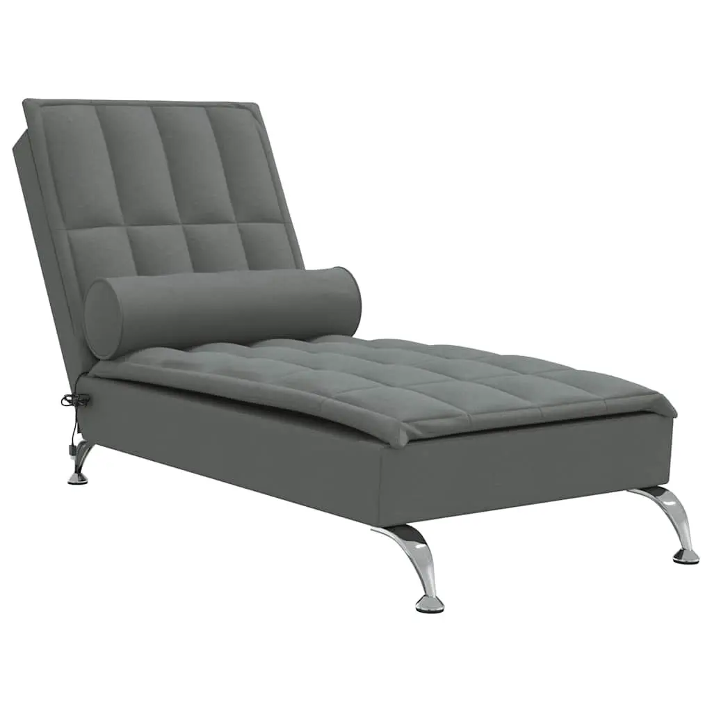 Grey Fabric Massage Chaise Lounge with Vibration