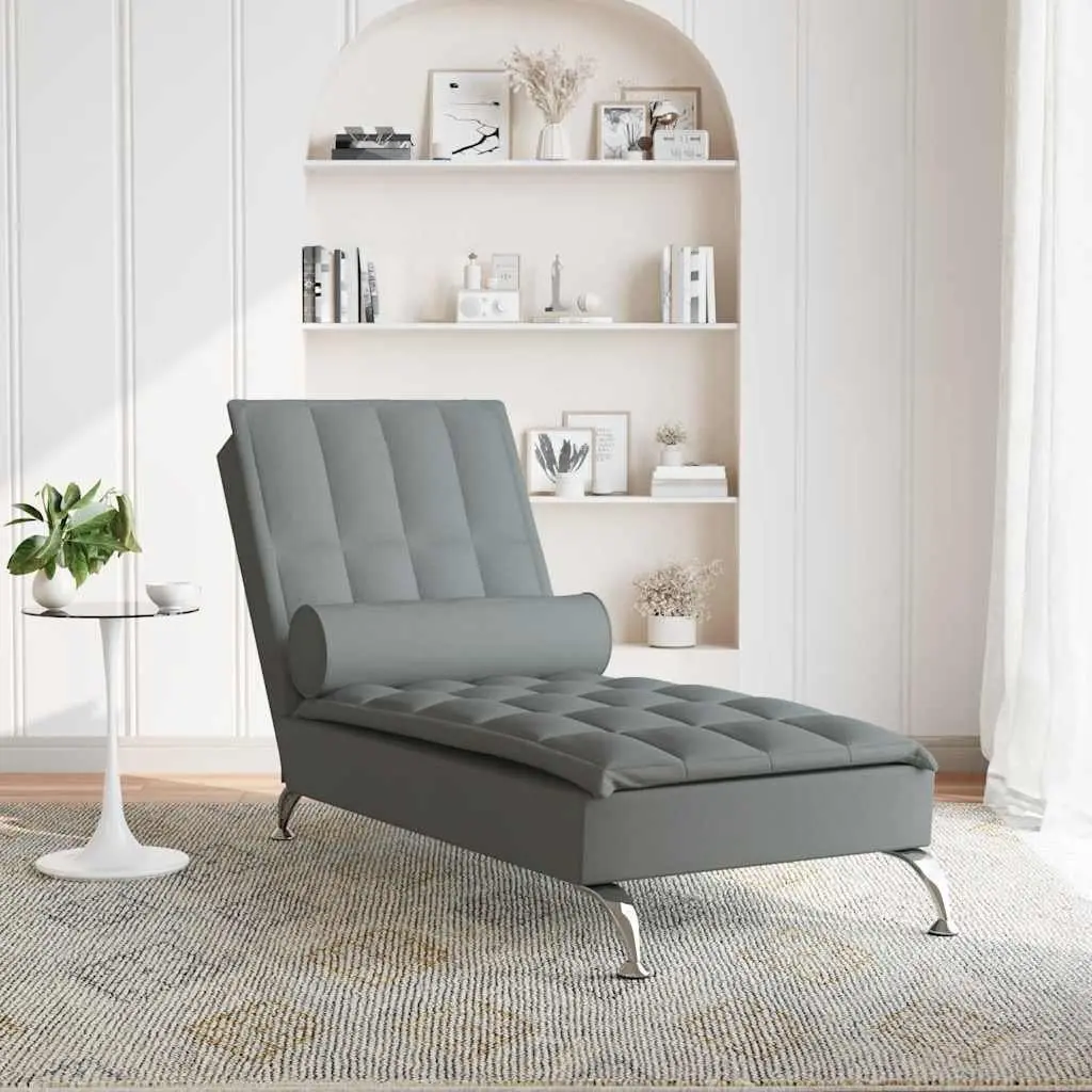 Grey Fabric Massage Chaise Lounge with Vibration
