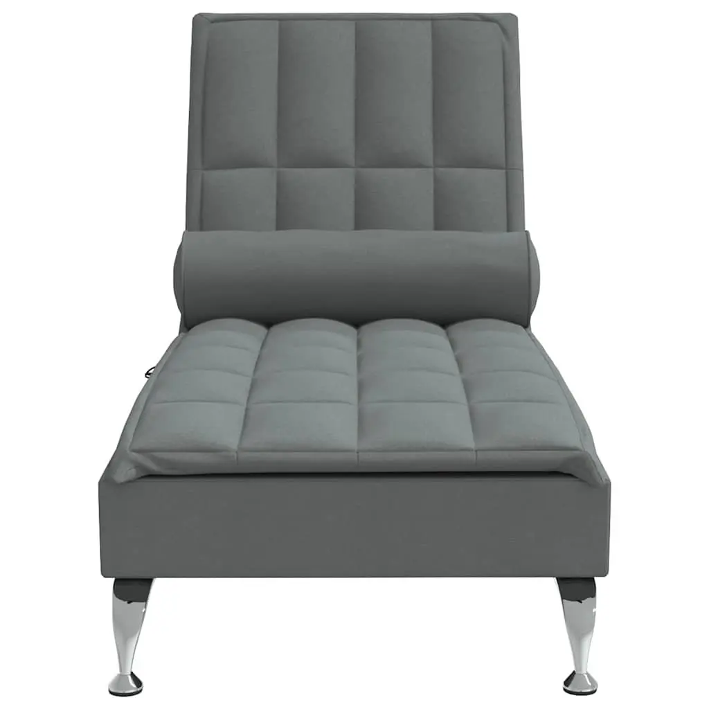 Grey Fabric Massage Chaise Lounge with Vibration