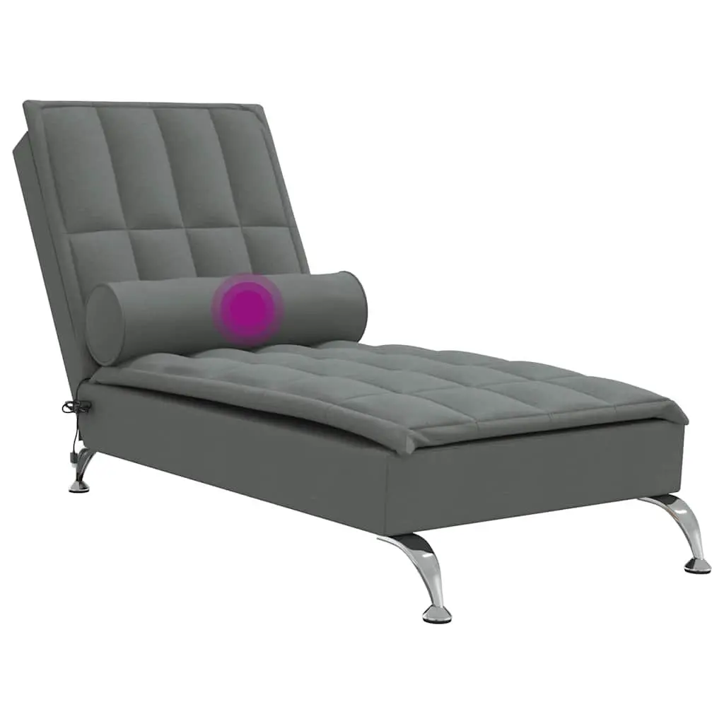 Grey Fabric Massage Chaise Lounge with Vibration