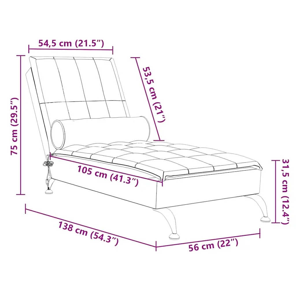 Grey Fabric Massage Chaise Lounge with Vibration