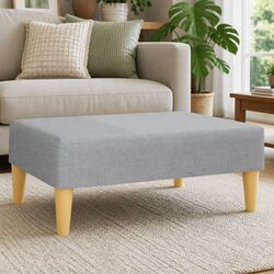 Light Grey Fabric Footstool with Sturdy Frame