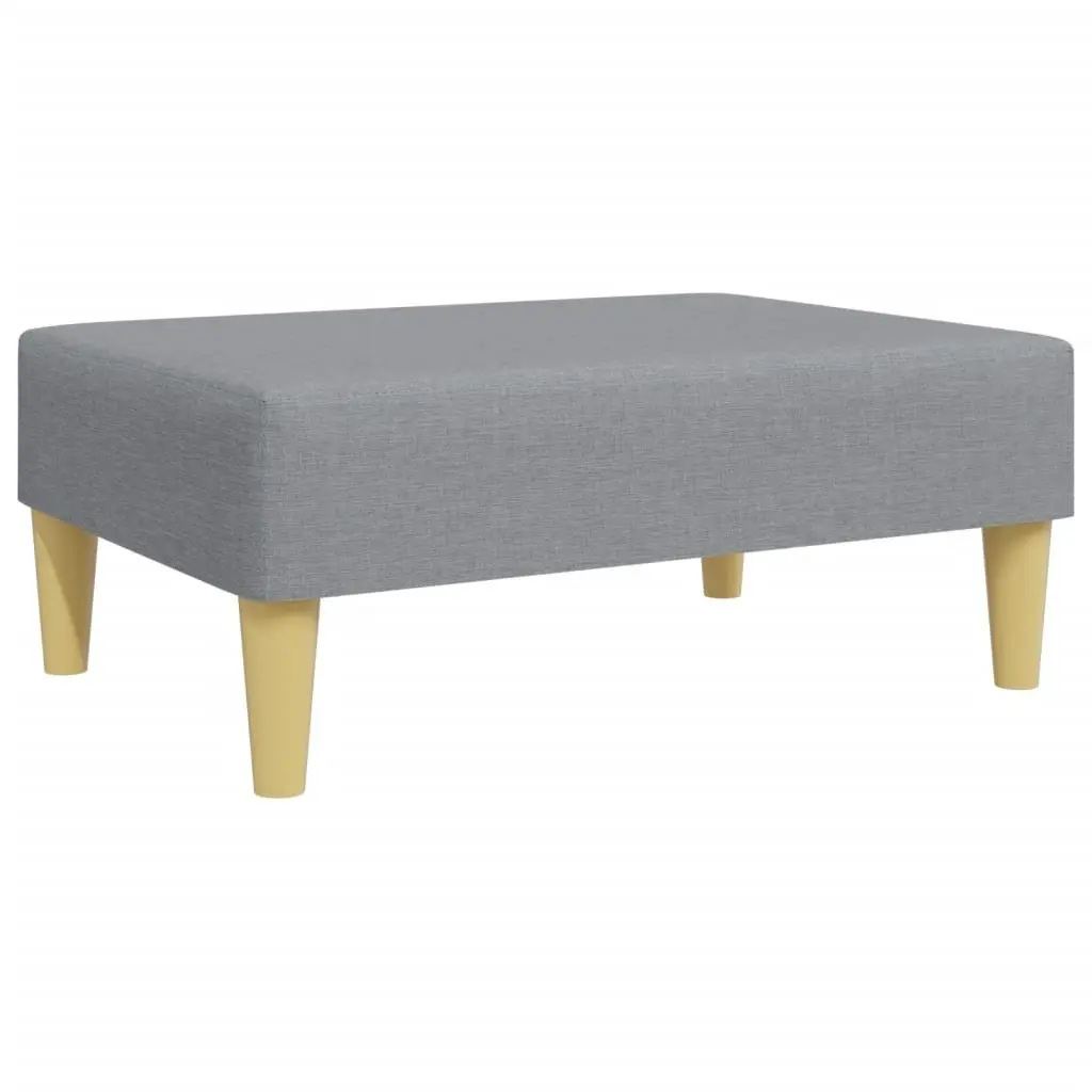 Footstool Light Grey Fabric Plywood Frame Durable Stable