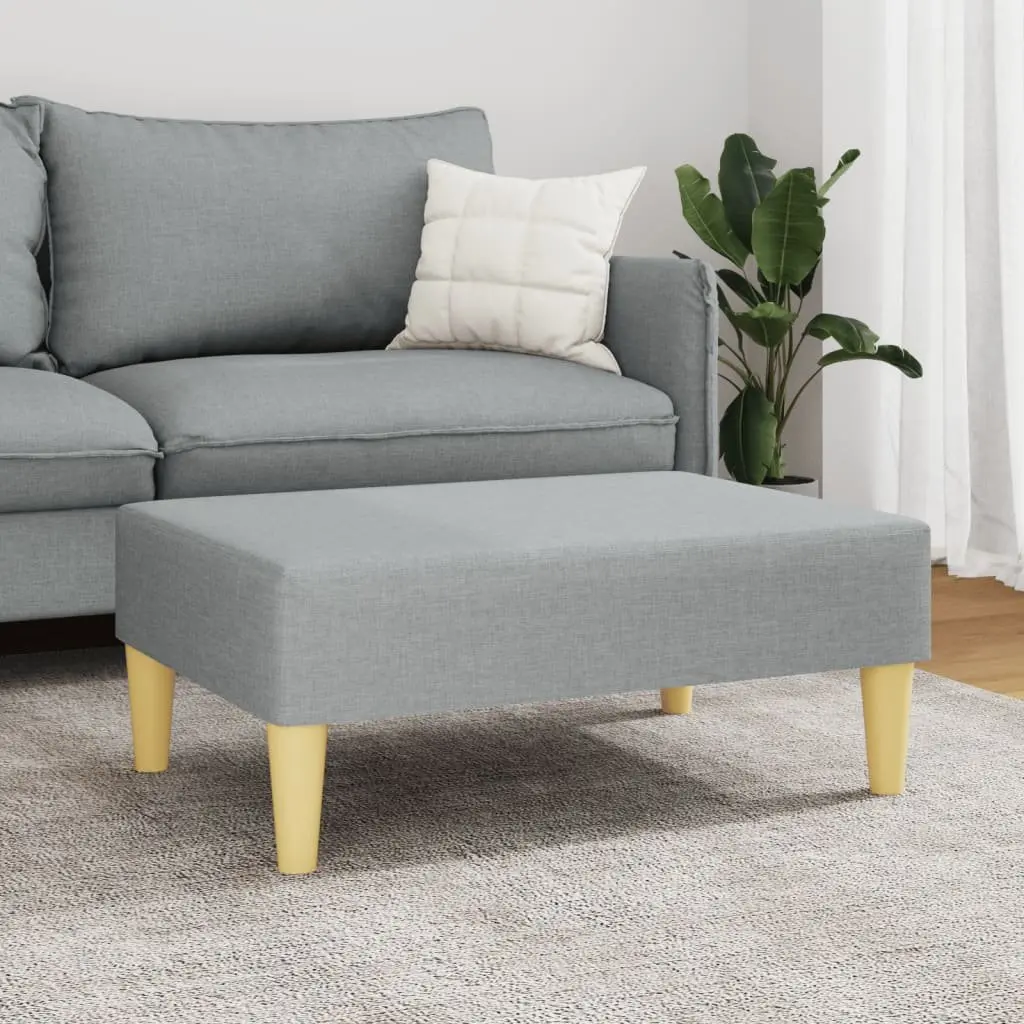 Footstool Light Grey Fabric Plywood Frame Durable Stable