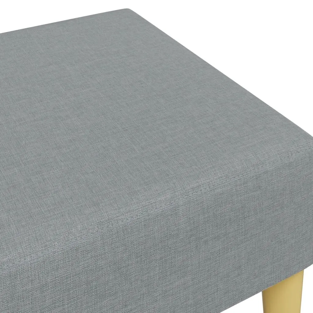 Footstool Light Grey Fabric Plywood Frame Durable Stable