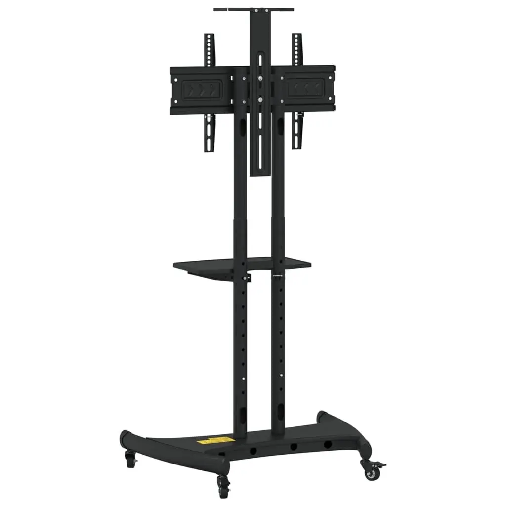 TV Stand on Wheels Black Height Adjustable for 32-70 Inch Monitors with Lockable Castors