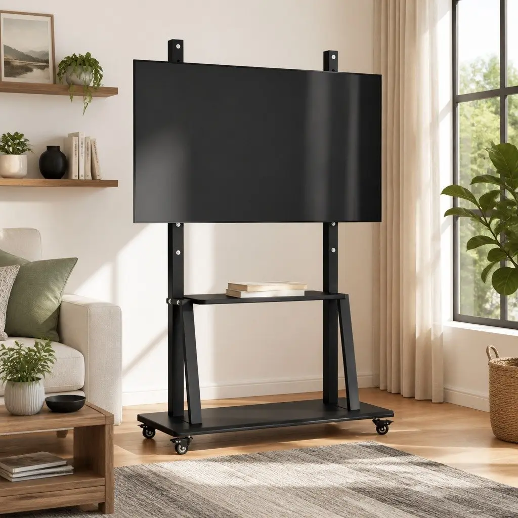TV Stand on Wheels for Big Screens