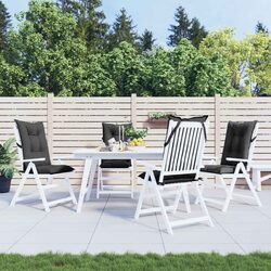 Highback Chair Cushions 4 pcs Anthracite 120x50x7 cm Garden Patio Outdoor Indoor