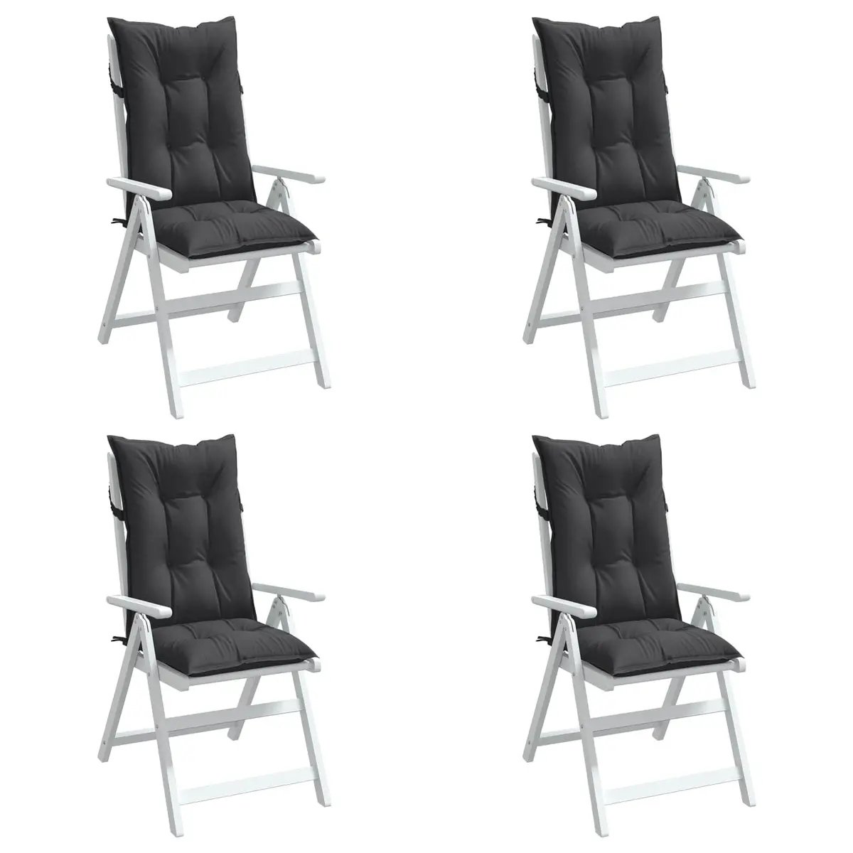 Highback Chair Cushions 4 pcs Anthracite 120x50x7 cm Garden Patio Outdoor Indoor
