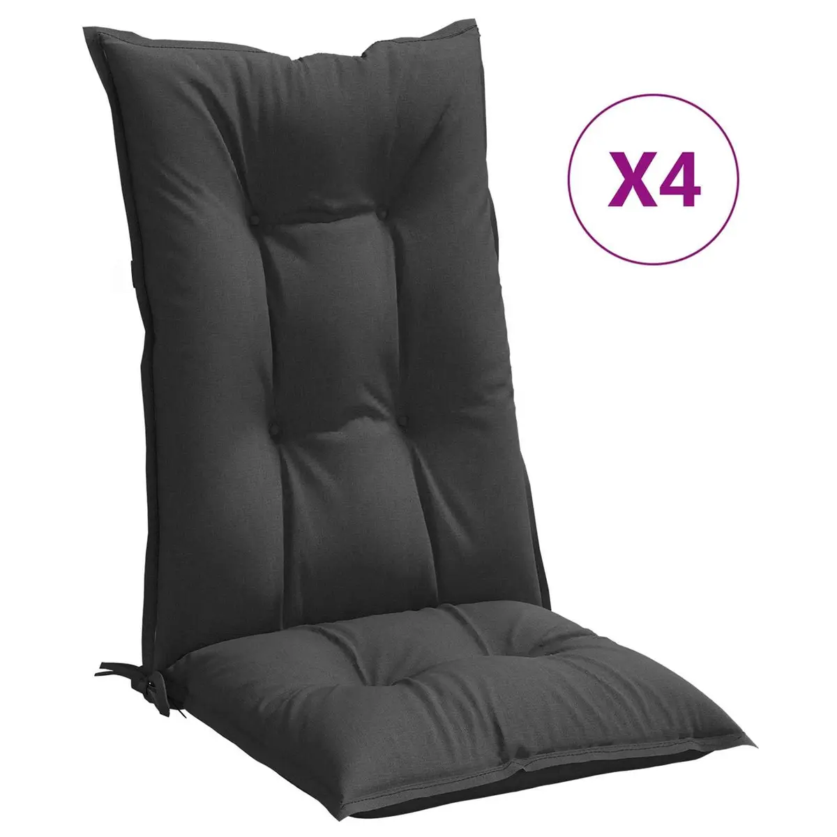 Highback Chair Cushions 4 pcs Anthracite 120x50x7 cm Garden Patio Outdoor Indoor