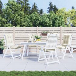 Highback Chair Cushions Set 4pcs Cream Outdoor Garden Patio Seat Pad Cushion