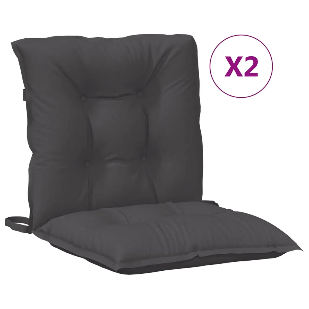 Lowback Chair Cushions 2pcs Outdoor Indoor Garden Patio Seat Pad Anthracite