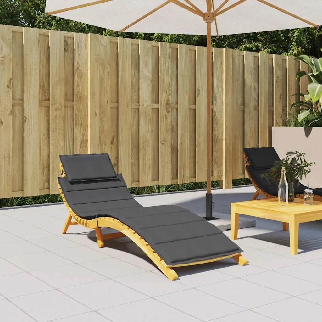 Sun Lounger Cushion Anthracite Outdoor Garden Patio Chair Pad 186x58x4cm Comfort