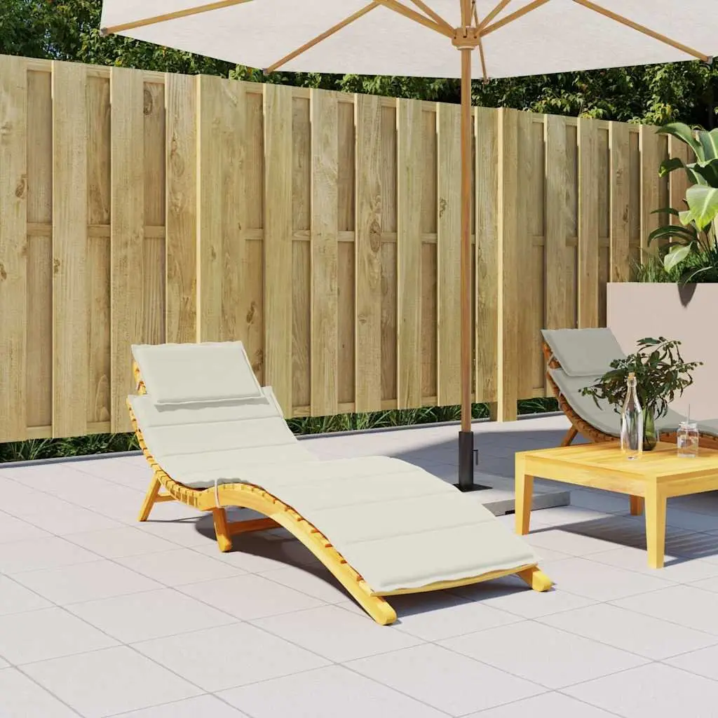 Sun Lounger Cushion Outdoor Garden Patio Chair Pad Cream 186x58x4cm