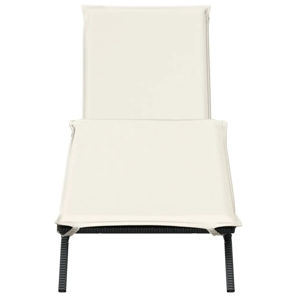 Sun Lounger Black Adjustable Reclining Lounge Seat with Cushion