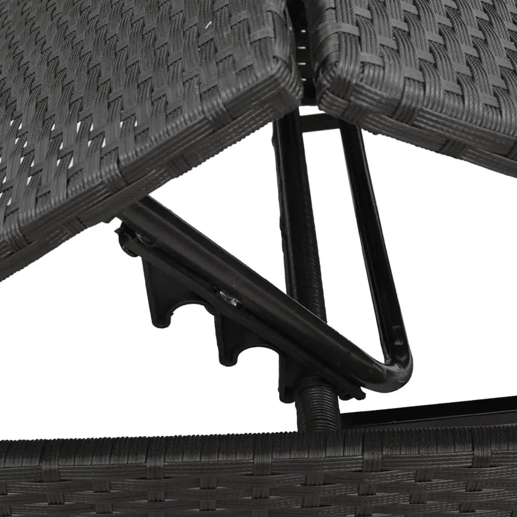 Sun Lounger Black Adjustable Reclining Lounge Seat with Cushion