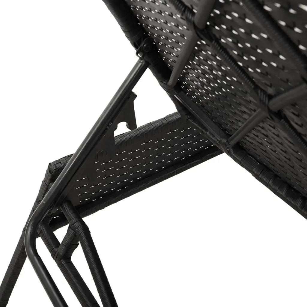 Sun Lounger Black Adjustable Reclining Lounge Seat with Cushion