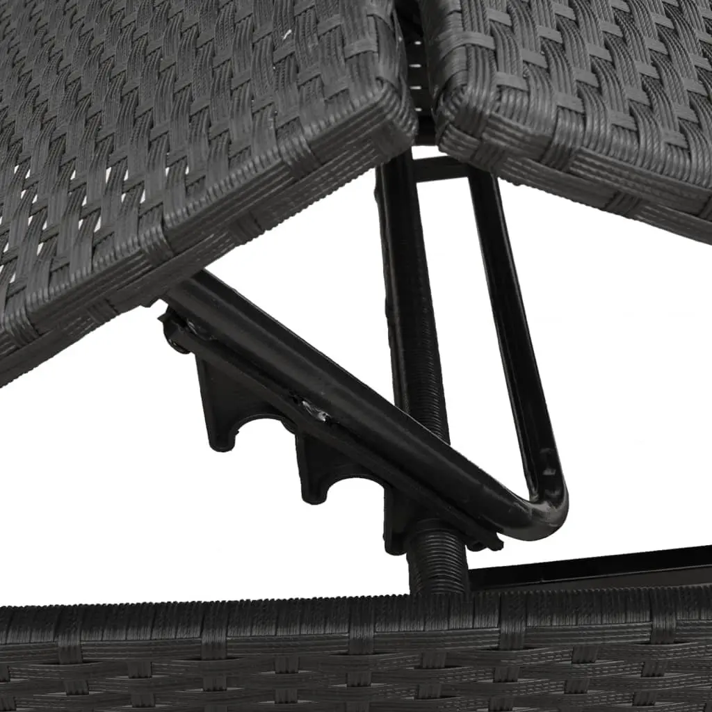 Sun Loungers Set Black 2 Piece Adjustable Backrest and Footrest with Cushions and Side Table