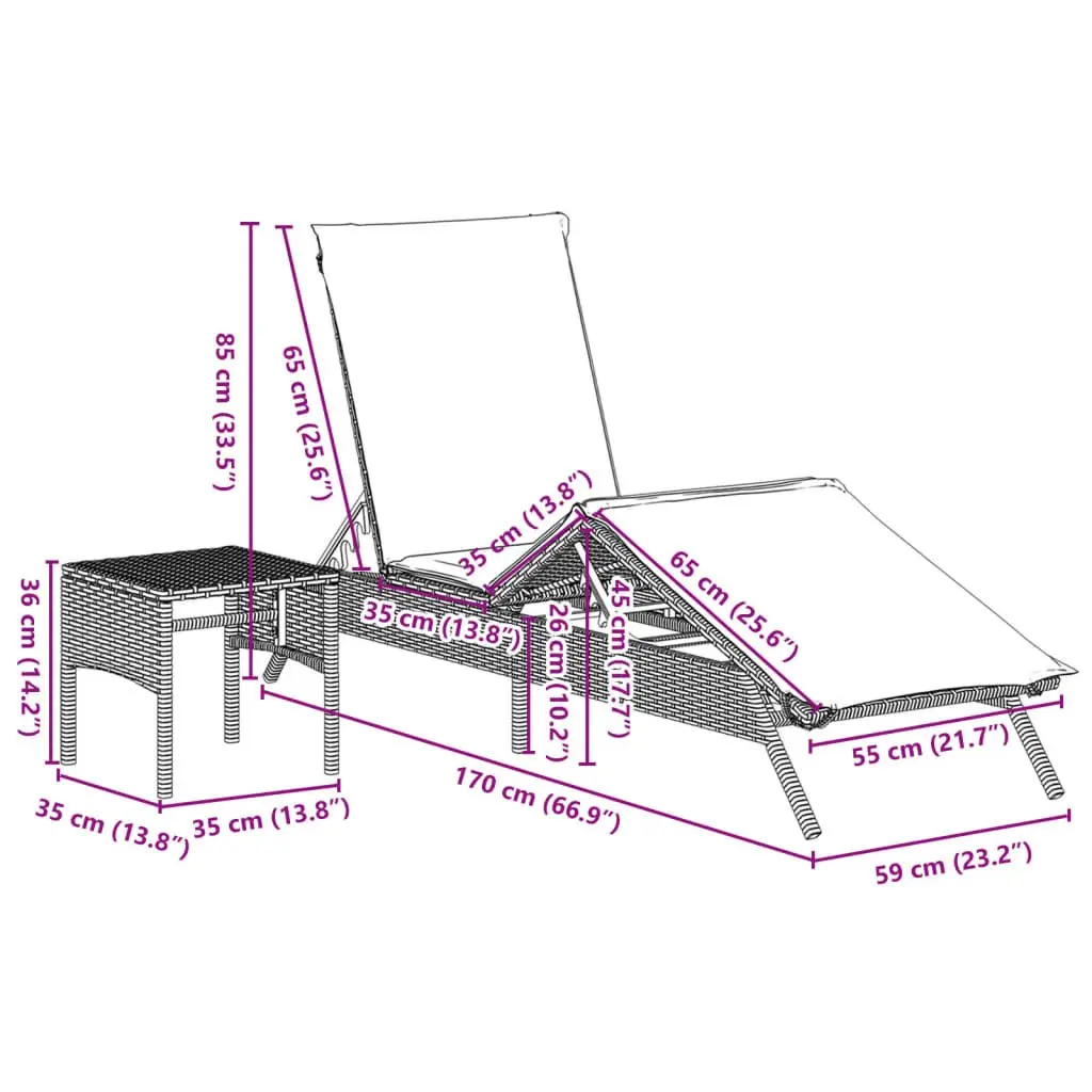 Sun Lounger Set with Adjustable Comfort