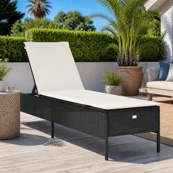 Outdoor Sun Lounger with Adjustable Backrest and Cushion