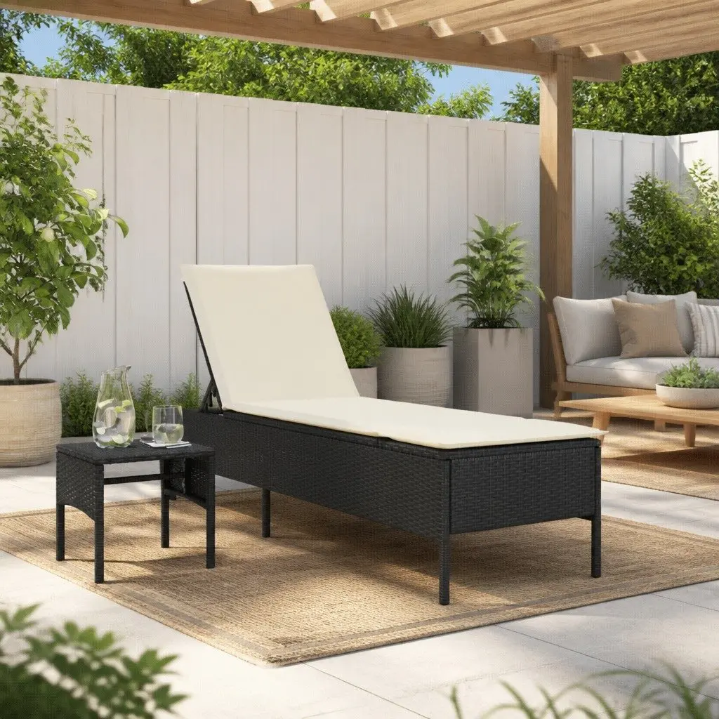 Sun Lounger with Adjustable Backrest and Cushion