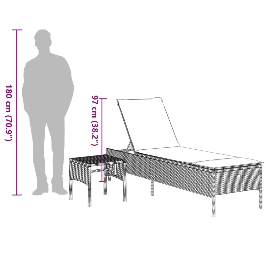 Sun Lounger with Adjustable Backrest and Cushion