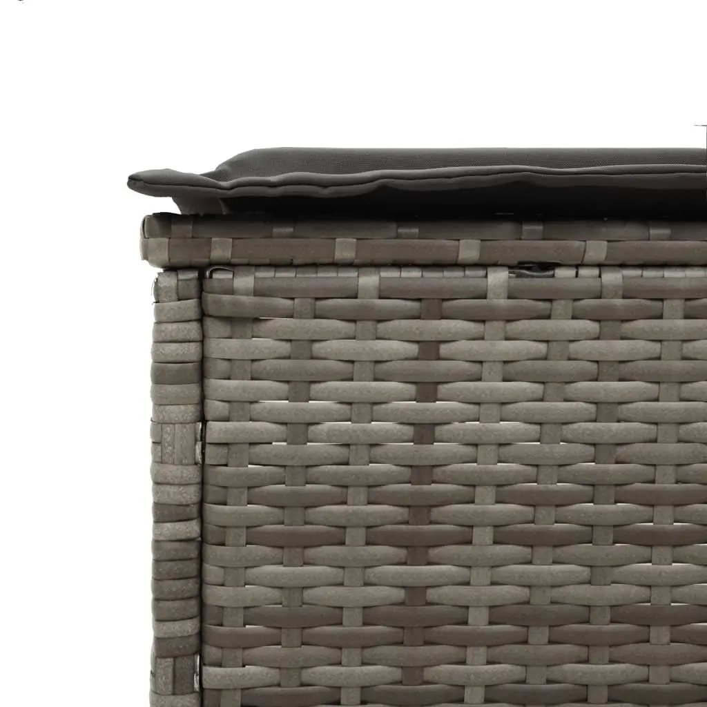 Adjustable Backrest Sun Lounger Grey Poly Rattan with Cushion and Side Table