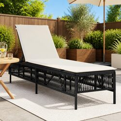Compact and Sturdy Sun Lounger Chair with Cushion