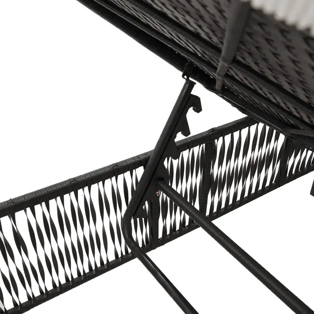Sun Lounger Black Adjustable Backrest Recliner with Cushion