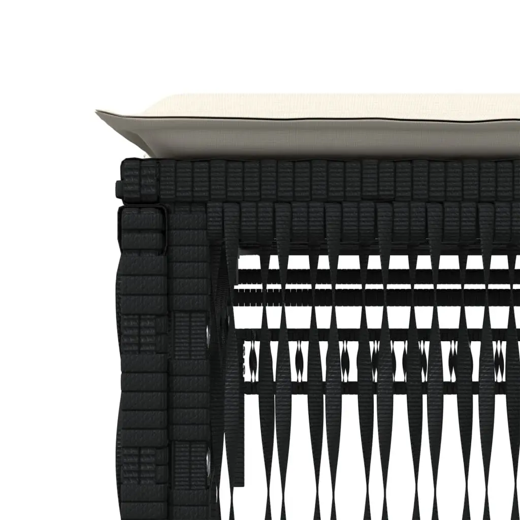 Sun Loungers 2 pcs with Table Black Outdoor Garden Furniture Adjustable Backrest