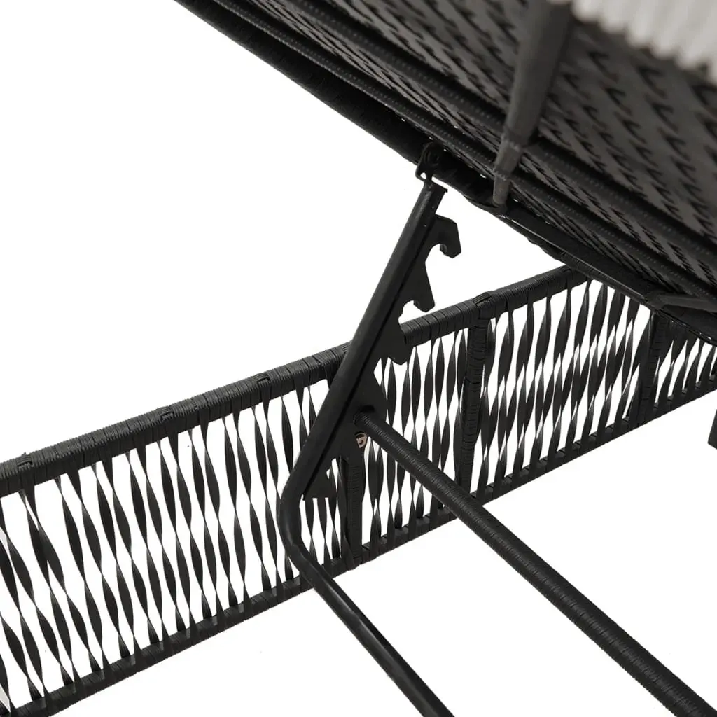 Sun Loungers 2 pcs with Table Black Outdoor Garden Furniture Adjustable Backrest