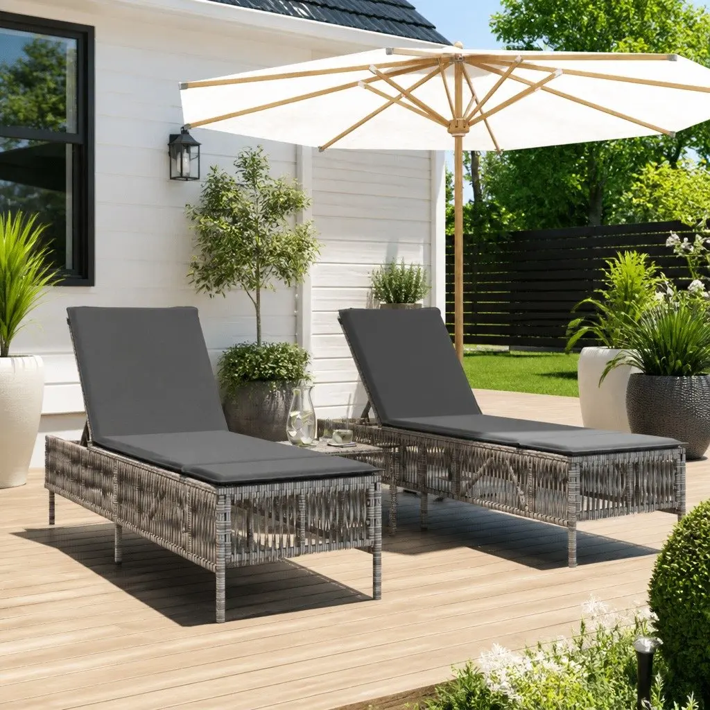 Grey Sun Loungers Set for Outdoor Enjoyment