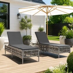 Stylish Grey Sun Loungers Set for Outdoor Enjoyment