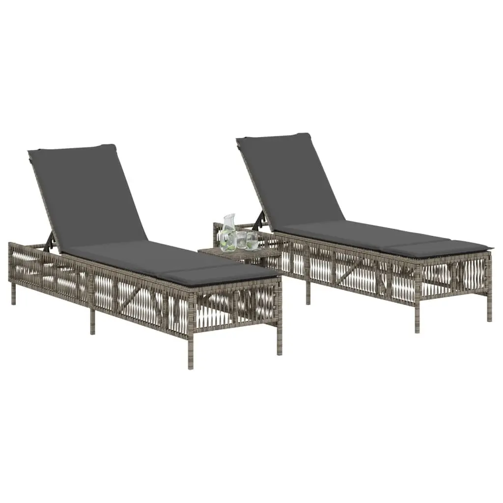 Grey Sun Loungers Set for Outdoor Enjoyment